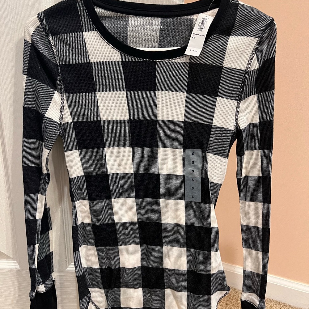Old Navy Black and White Checkered Top